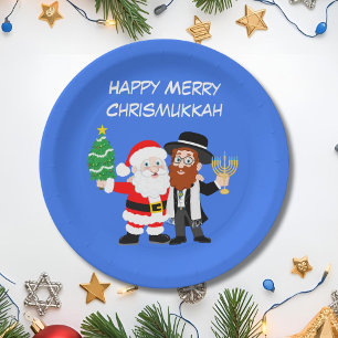 Fröhliche Chrismukkah-Santa-trifft-Rabbi-Party Pappteller