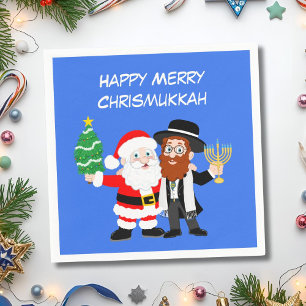 Fröhliche Chrismukkah-Santa-trifft-Rabbi-Party Serviette