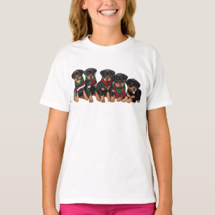 Fröhliche Chrismutts Rottweiler Welpen mit Schal T-Shirt