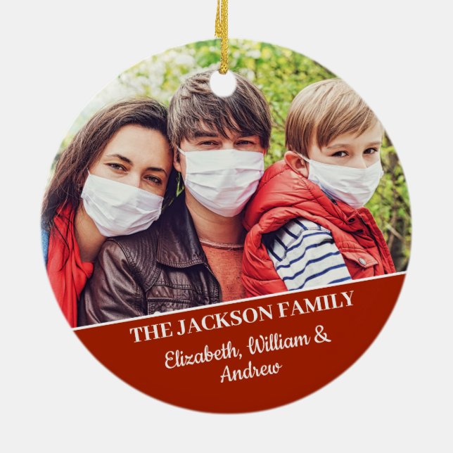 Fröhliche Christmaske-Rentiere mit Foto Keramik Ornament (Hinten)