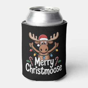 Fröhliche Christmoose Elch Santa Hut Feiertagslich Dosenkühler