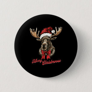 Fröhliche Christmoose Santa Hut Weihnachten Feiert Button