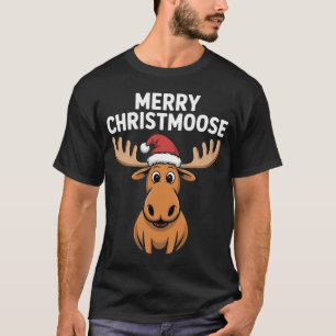 Fröhliche Christmoose Weihnachten Elch Santa Hut X T-Shirt
