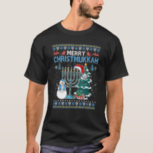 fröhliche christmukkah menorah hässlich hanukkah c T-Shirt