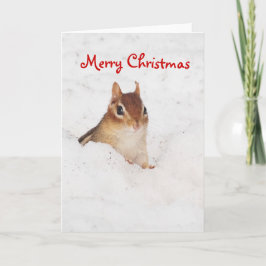 Fröhliche Christnas kleine Snowy Chipmunk-Karte Feiertagskarte