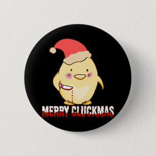 Fröhliche Cluckmas, Lustiges Weihnachts Huhn Button