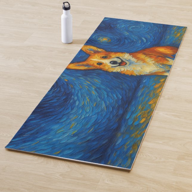 Fröhliche Corgi-Post-Impressionisten-Geschenke mit Yogamatte (Beispiel)