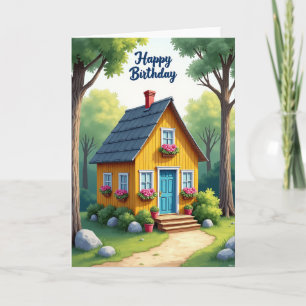 Fröhliche Cottage-Geburtstagskarte Karte