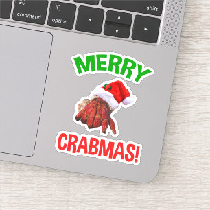 Fröhliche Crabmas! Funny Christmas Hermit Crab Lov Aufkleber