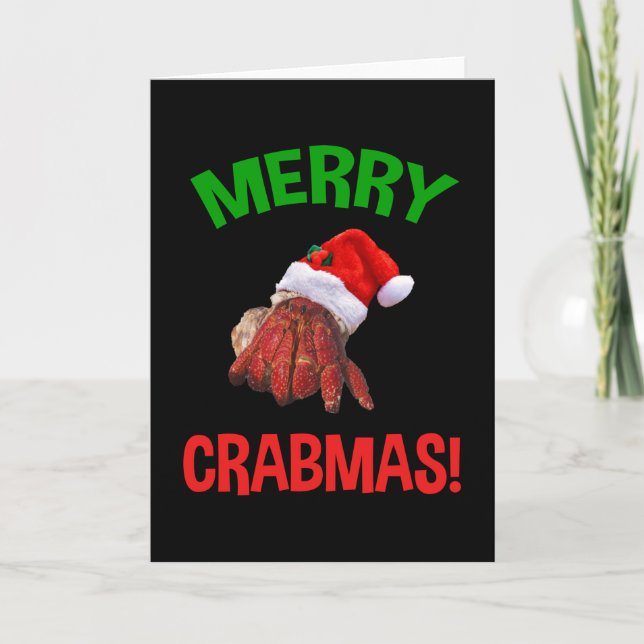 Fröhliche Crabmas! Funny Christmas Hermit Crab Lov Karte (Vorderseite)