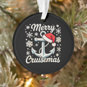 Fröhliche Cruisemas-Anker-Santa-Hut-Weihnachtskreu Ornament