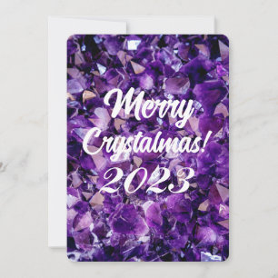 Fröhliche Crystalmas 2023 Lila Amethyst Kristall Feiertagskarte
