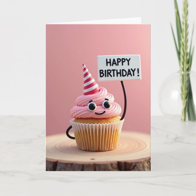 Fröhliche Cupcake-Geburtstagskarte Karte (Vorderseite)