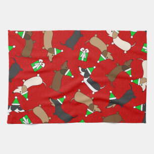 Fröhliche Dackeln Geschirrtuch