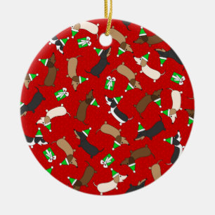 Fröhliche Dackeln Keramikornament