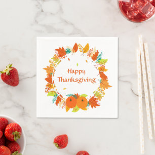 Fröhliche Danksager Pumpkin-Blätter Herbst Herbst Serviette