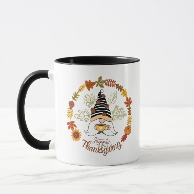 Fröhliche Danksagung Pumpkin Gnome Kaffee Autum St Tasse (Links)
