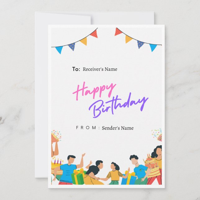 Fröhliche digitale Geburtstagskarte Feiertagskarte (Vorderseite)