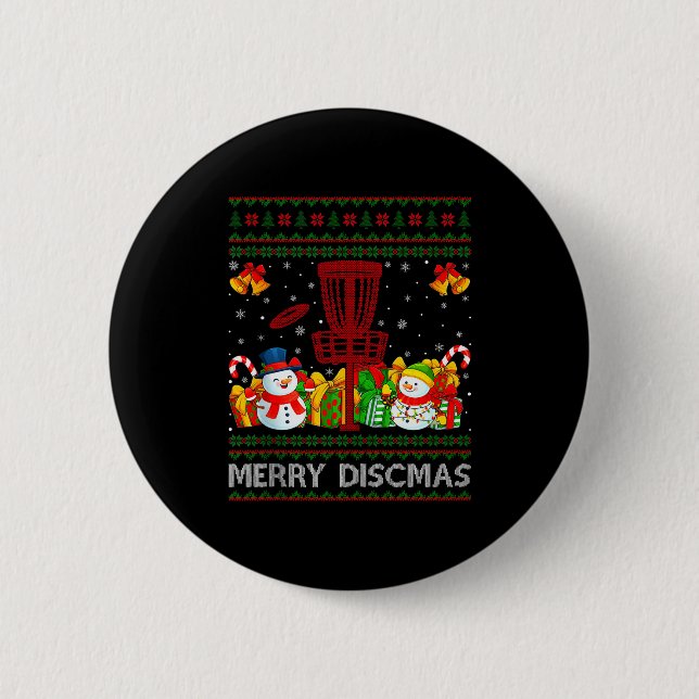 Fröhliche Discmas hässliche Weihnachtspullover lus Button (Vorderseite)