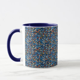 Fröhliche Ditsy-Wildblume Print Indigo Blue Tasse