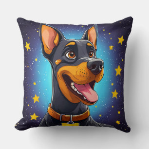 Fröhliche Doberman-Illustration Kissen