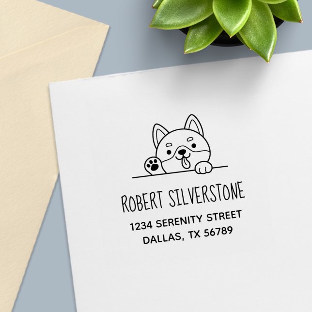 Fröhliche Dog Peeking oben Adresse Permastempel (Von Creator hochgeladen)