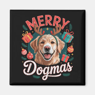 Fröhliche Dogmen Lustiger Hund Weihnachtsmann Hut Magnet