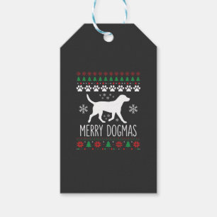 Fröhliche Dogmen Weihnachten Hund Vektor Geschenkanhänger