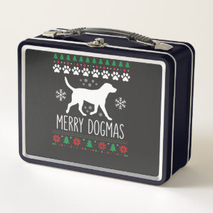 Fröhliche Dogmen Weihnachten Hund Vektor Metall Brotdose