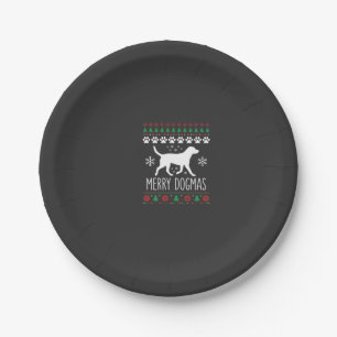Fröhliche Dogmen Weihnachten Hund Vektor Pappteller