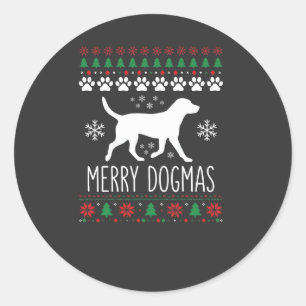 Fröhliche Dogmen Weihnachten Hund Vektor Runder Aufkleber