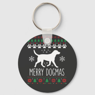 Fröhliche Dogmen Weihnachten Hund Vektor Schlüsselanhänger