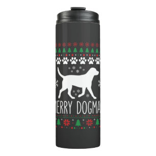 Fröhliche Dogmen Weihnachten Hund Vektor Thermosbecher