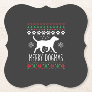 Fröhliche Dogmen Weihnachten Hund Vektor Untersetzer