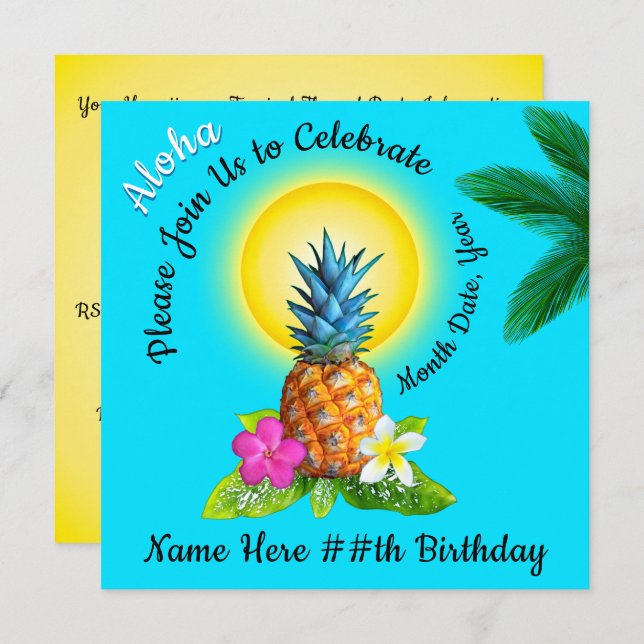 Fröhliche Einladungen zum Geburtstag von Hawaii (Vorne/Hinten)