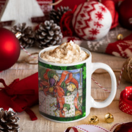 Fröhliche Elfen beim Geschenke einpacken Tasse