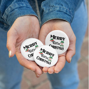 Fröhliche Elfen-Weihnachten Button
