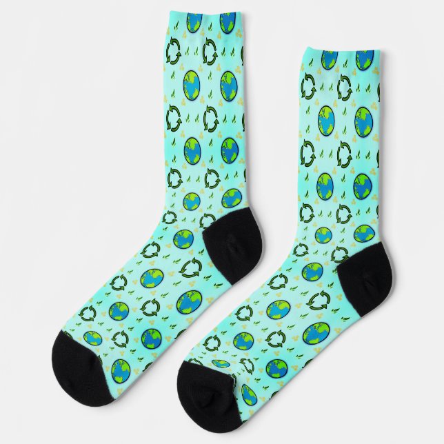 Fröhliche Erde-Tag-Socken Socken (Linkes Detail)