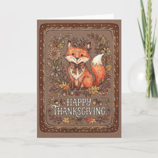 Fröhliche Erntedank-Schöne-Fuchs-Illustration Feiertagskarte