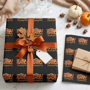Fröhliche Erntedankfest Truthähne mit Herbstlaub Geschenkpapier