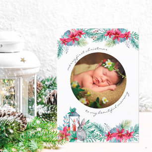 Fröhliche erste Weihnachten Holly Mistel Baby Foto