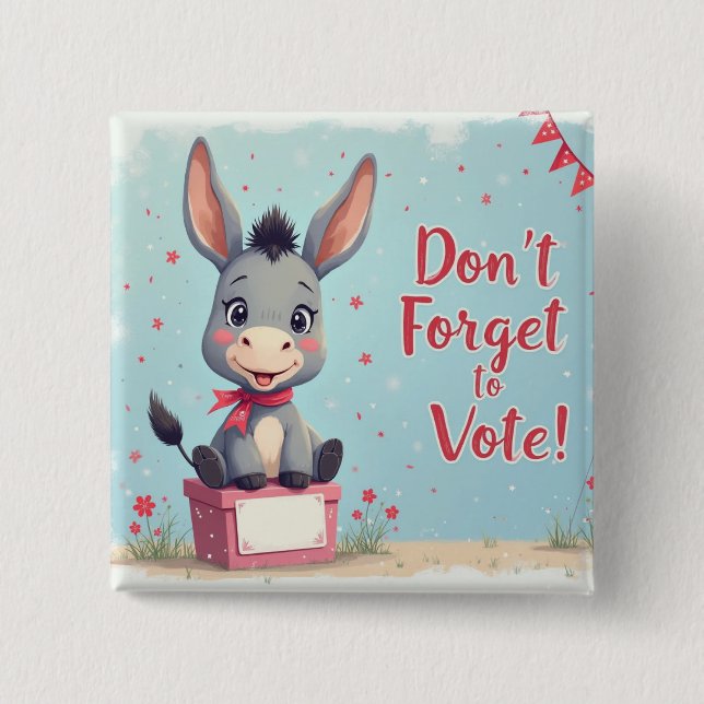 Fröhliche Esel-Wahl-Erinnerung Button (Vorderseite)