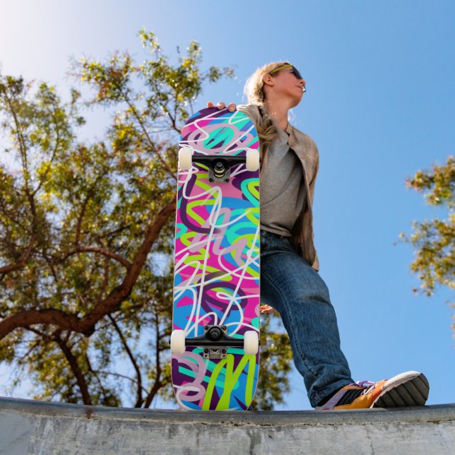 Fröhliche Farben Moderne Abstraktion  Skateboard (Außenbereich 1)