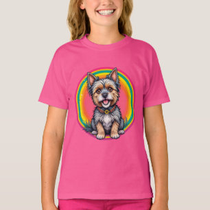 Fröhliche farbenfrohe Cartoon-Illustration eines H T-Shirt