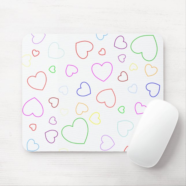 Fröhliche farbenfrohe Herzen Mousepad (Mit Mouse)