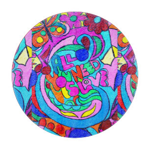 fröhliche, farbenfrohe Ruhe und Liebe Schneidebrett