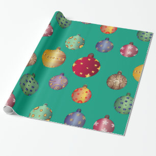 Fröhliche farbenfrohe Weihnachtsschmuck Geschenkpapier