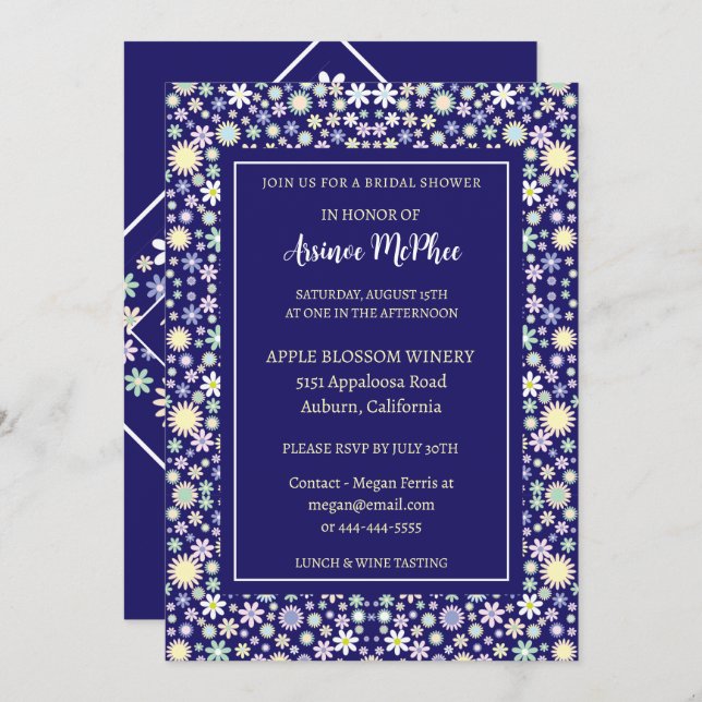 Fröhliche farbige Brautdusche Einladung (Vorne/Hinten)