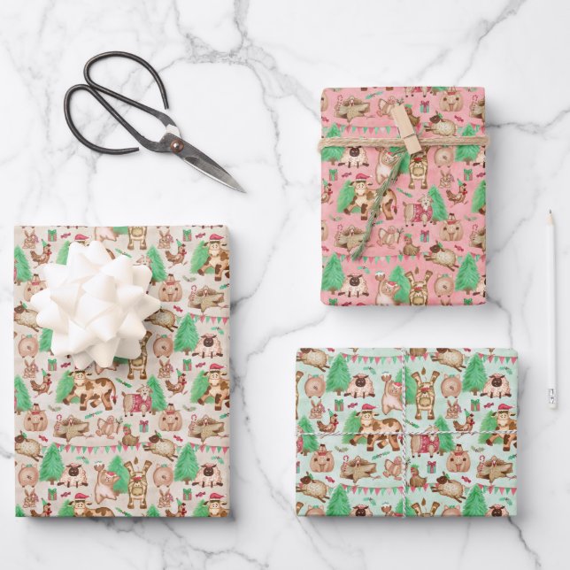 Fröhliche Farmfreunde Geschenkpapier Set (Vorderseite)