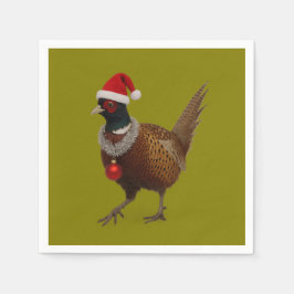 Fröhliche Fasanen-Weihnachtspapierparty Servietten